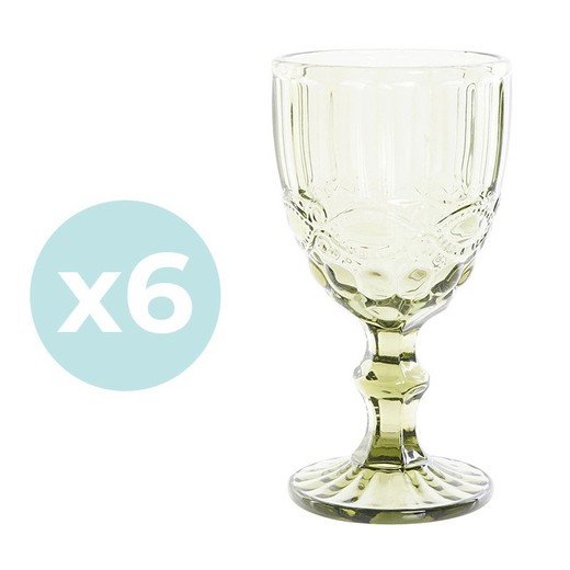 Set of 6 glass water glasses in green, Ø 8.7 x 17 cm | Cabral