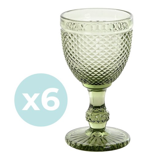 Sæt med 6 glas vandglas i grøn, Ø 8,7 x 17 cm | Da Gama