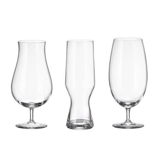 Set of 6 transparent crystal beer glasses | Golden Prague