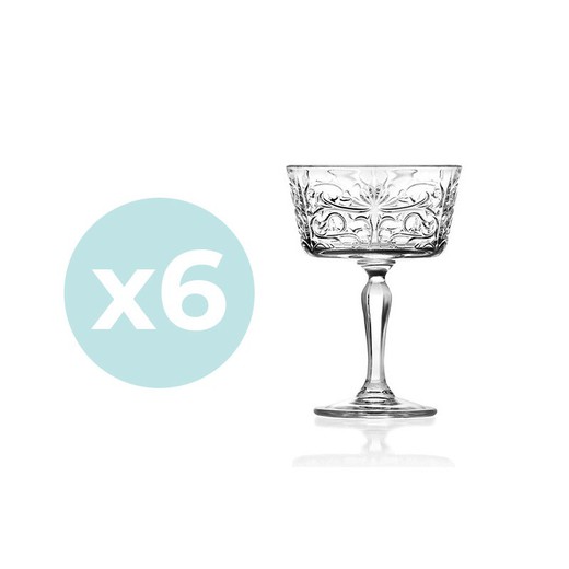 Σετ με 6 διαφανή γυάλινα ποτήρια κοκτέιλ, Ø 6 x 14 cm | Τατουάζ