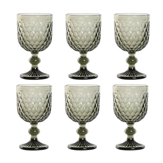 Sæt med 6 krystal vinglas i grå, 8 x 8 x 15,5 cm | Havsiden