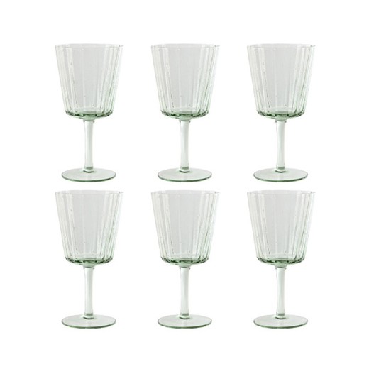 Set of 6 crystal wine glasses in green, 8.4 x 8.4 x 16.4 cm | Bubbles Garbo