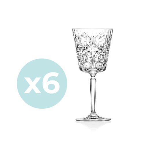 Conjunto de 6 taças de vinho em vidro transparente, Ø 6 x 19,4 cm | Tatuagem