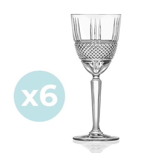 Set of 6 transparent glass wine glasses, Ø 7 x 15 cm | Bright