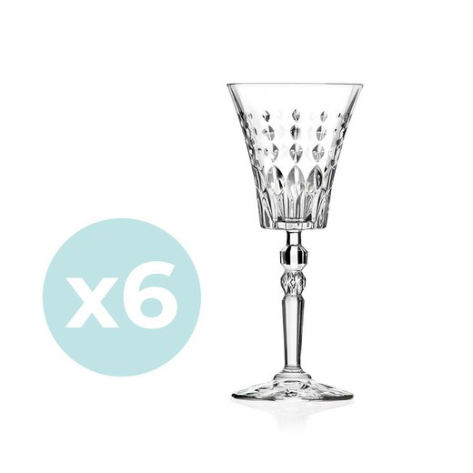 Set of 6 transparent glass wine glasses, Ø 9 x 21 cm | Marilyn