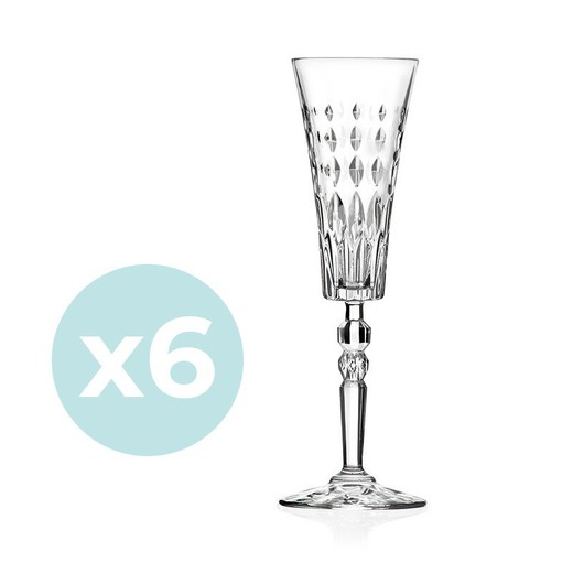Set de 6 copas flauta de vidrio en transparente, Ø 5,9 x 22,7 cm | Marilyn