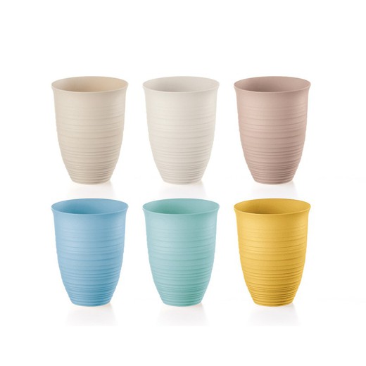 Set de 6 vasos altos multicolor, 20x11x21cm | Tierra