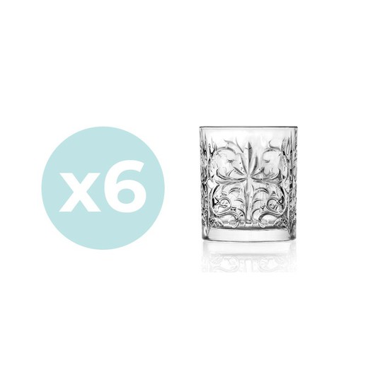 Set med 6 låga glasglas i transparent, Ø 8,2 x 9,4 cm | Tatuering