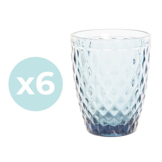 Zestaw 6 szklanych szklanek w kolorze niebieskim, Ø 8 x 10 cm | Dni