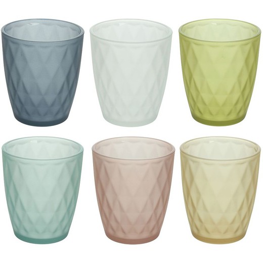 Set of 6 glass glasses in pastel multicolor | Jenny