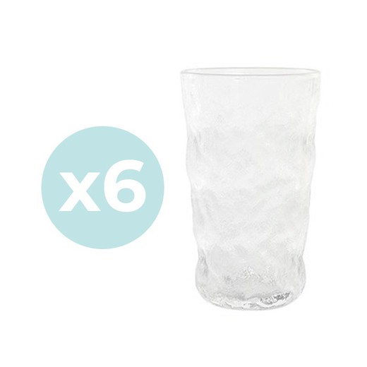 Sæt med 6 gennemsigtige glasglas, Ø 7,5 x 14 cm | Is