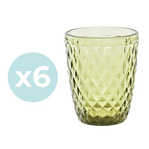 Set de 6 vasos de cristal en verde, Ø 8 x 10 cm | Días