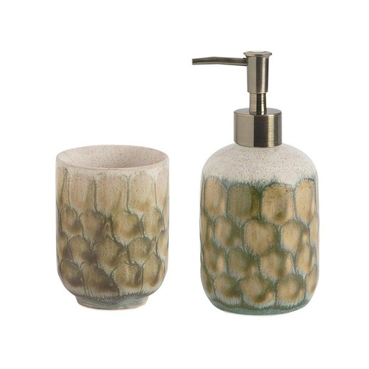 Ensemble de salle de bain 2 pièces en céramique vert et beige | Avalon