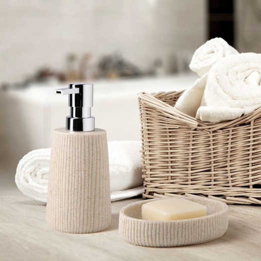 2-piece polyresin bathroom set in beige