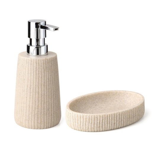 Set da bagno 2 pezzi in poliresina beige