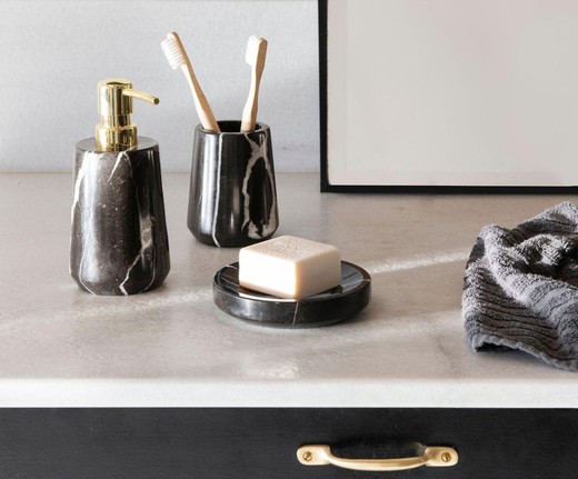 Badezimmer-Set aus schwarzem und goldenem Marmor