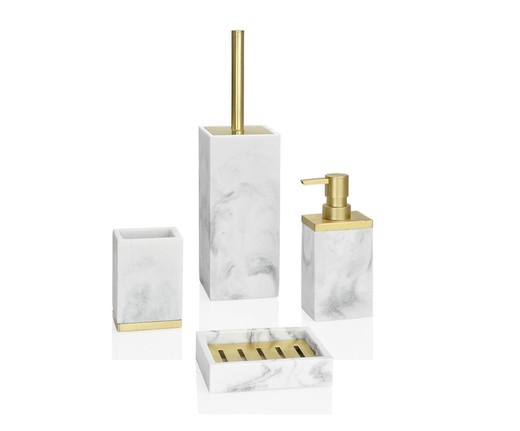 Ensemble de salle de bain en marbre blanc et or