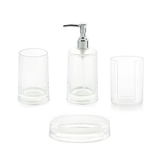 Set de baño Transparente, 4 piezas
