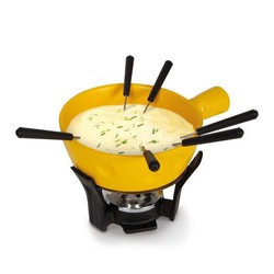 gres porcellanato 290 x 200 x 160 mm ghisa argento Set per fonduta Super Cheesy/pentola a forma di formaggio Boska nero giallo 