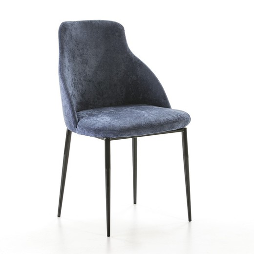 Chair 52x55x87 Metal Black / Blue Fabric