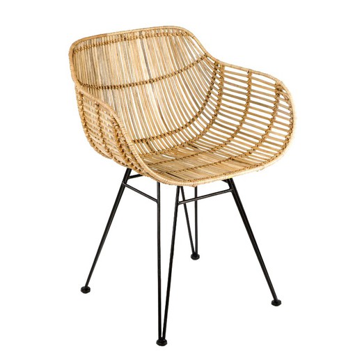 Chair 55x53x73 Metal / Natural Wicker