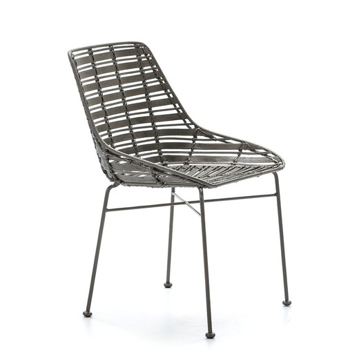 Cadeira 55x54x81 Metal Cinza / Cinza Vime