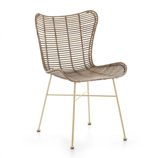 Chair 56x51x85 Metal / Wicker White Washed