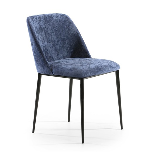 Καρέκλα 56x52x77 μαύρο μέταλλο / μπλε ύφασμα