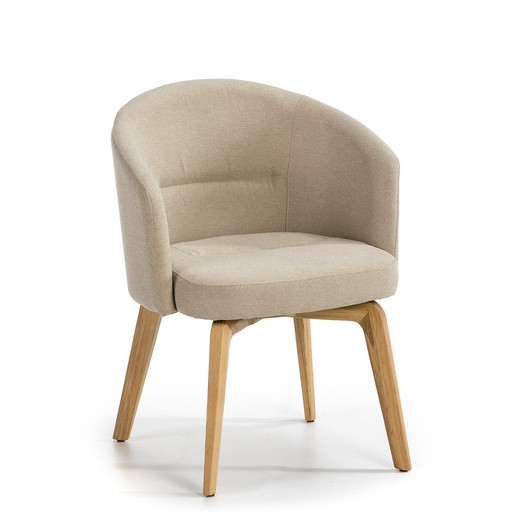 Chair 61x59x78 Natural Wood / Beige Fabric