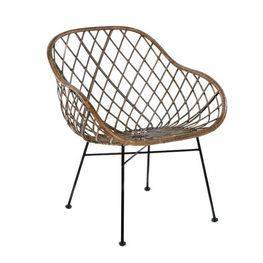 Krzesło 66x66x77 Metal / Wicker Brown