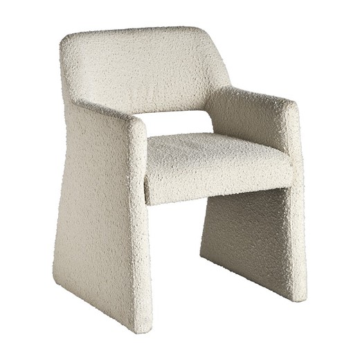 Cadeira Alvra em algodão bouclé branco, 58 x 56 x 79 cm