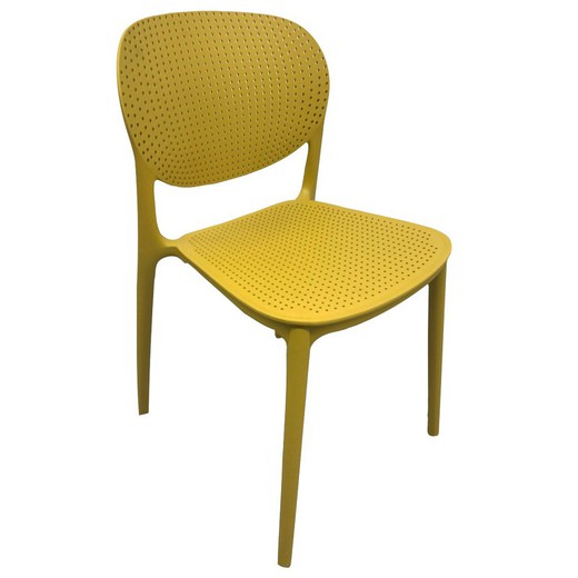 Stabelbar stol i sennepsgul polypropylen 46 x 55 x 84 cm