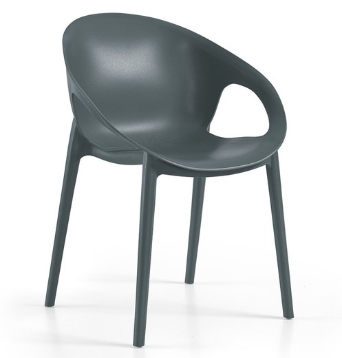 Stapelbarer Stuhl aus anthrazitfarbenem Polypropylen 60 x 58 x 82 cm