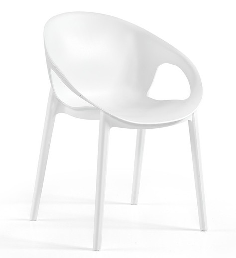 Λευκή καρέκλα πολυπροπυλενίου στοιβαγμένη 60 x 58 x 82 cm