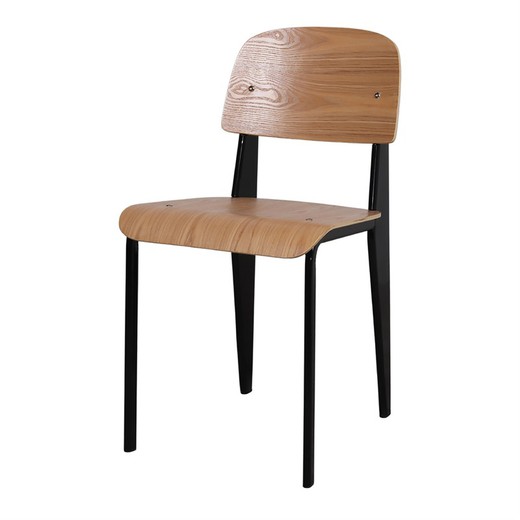 Bendo stoel van zwart ijzer en hout, 40.50x52.50x80 cm