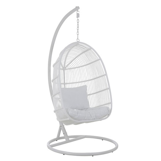 White Steel Oval Hanging Chair, 119x105x193cm