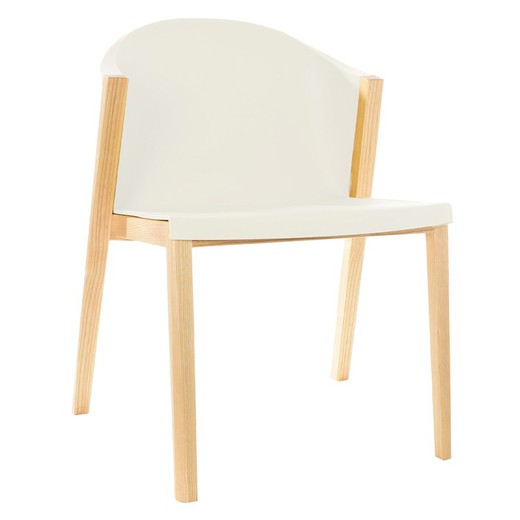 Stuhl mit Gestell aus Buchenholz und Polycarbonat (61 x 78,5 x 45 cm) | Juansan Series