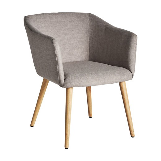 Grey/natural polyester chair with armrests, 58 x 65 x 72 cm | Skipton