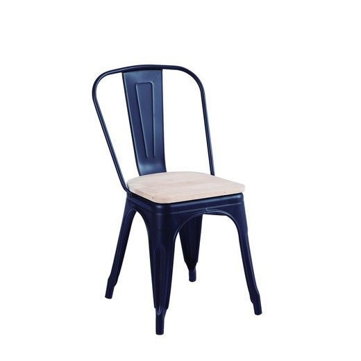 Steel and black/natural oak chair, 45 x 45 x 85 cm | Tolix