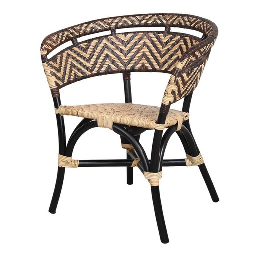 Cadeira de bambu e vime em preto e natural, 69 x 62 x 80 cm | dalucy