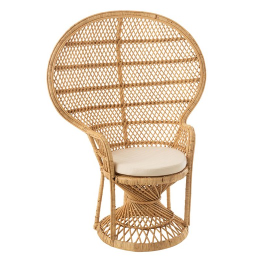 Beige/crème rieten stoel, 58.5x101.5x134cm