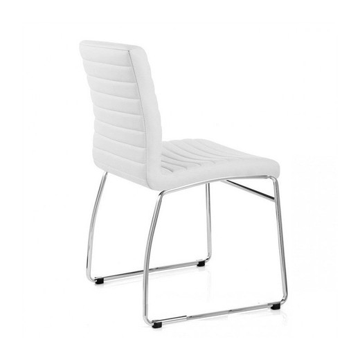 White Faux Leather and Metal Carla Dining Chair, 56x50x83 cm