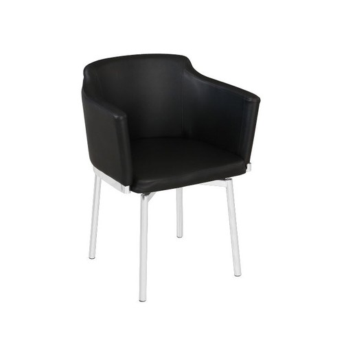 Charles Dining Chair in Faux Leather and Black Metal, 50x53x78 cm