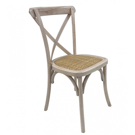 Vintage White Beech Wood Cross Dining Chair, 43x49x92 cm