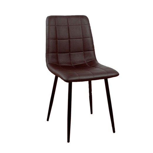 Cadeira de jantar de couro sintético marrom 50 x 45 x 88,5 cm