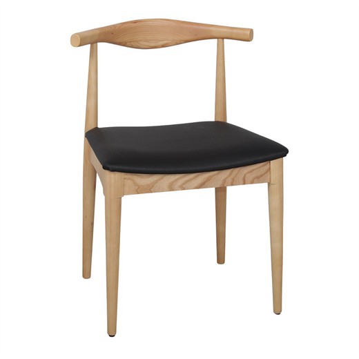 Ξύλινη καρέκλα τραπεζαρίας σε φυσικό και μαύρο, 55 x 50 x 80 cm | Ρόγηρος