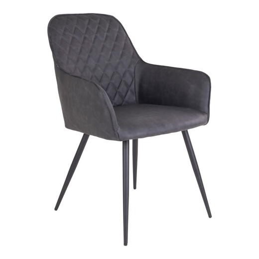 Faux Leather Dining Chair in Dark Grey, 65 x 57 x 87 cm | Harbo