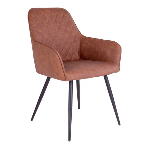 Faux Leather Dining Chair in Vintage Brown, 65 x 57 x 87 cm | Harbo