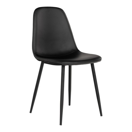 Silla de comedor  de piel sintética en negro, 54 x 44 x 88 cm | Stockholm