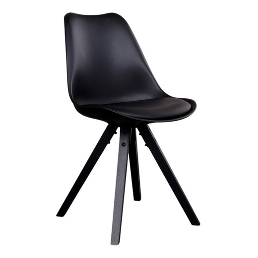 Faux leather dining chair in black, 55 x 48 x 86 cm | Bergen